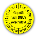 Geprüft nach DGUV Vorschrift 54, gelb