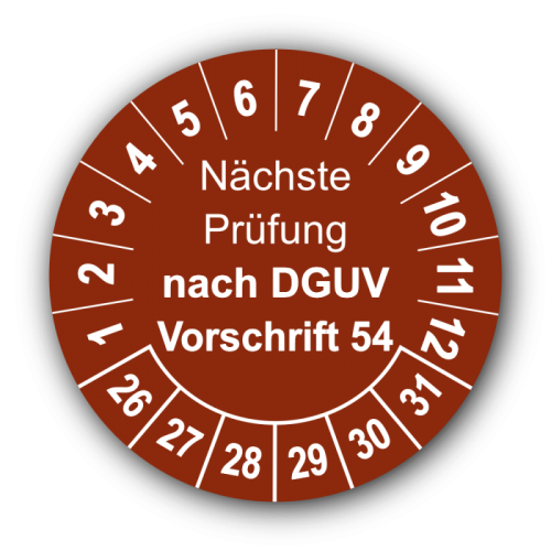 Nächste Prüfung nach DGUV Vorschrift 54, braun