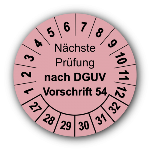 Nächste Prüfung nach DGUV Vorschrift 54, rosa