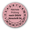 Nächste Prüfung nach DGUV Vorschrift 54, rosa