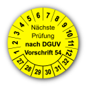 Nächste Prüfung nach DGUV Vorschrift 54, gelb