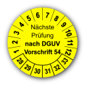 Nächste Prüfung nach DGUV Vorschrift 54, gelb