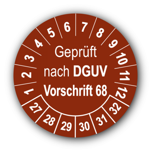 Geprüft nach DGUV Vorschrift 68, braun