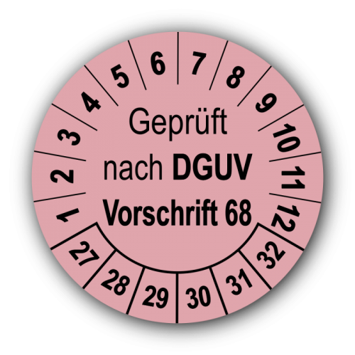 Geprüft nach DGUV Vorschrift 68, rosa