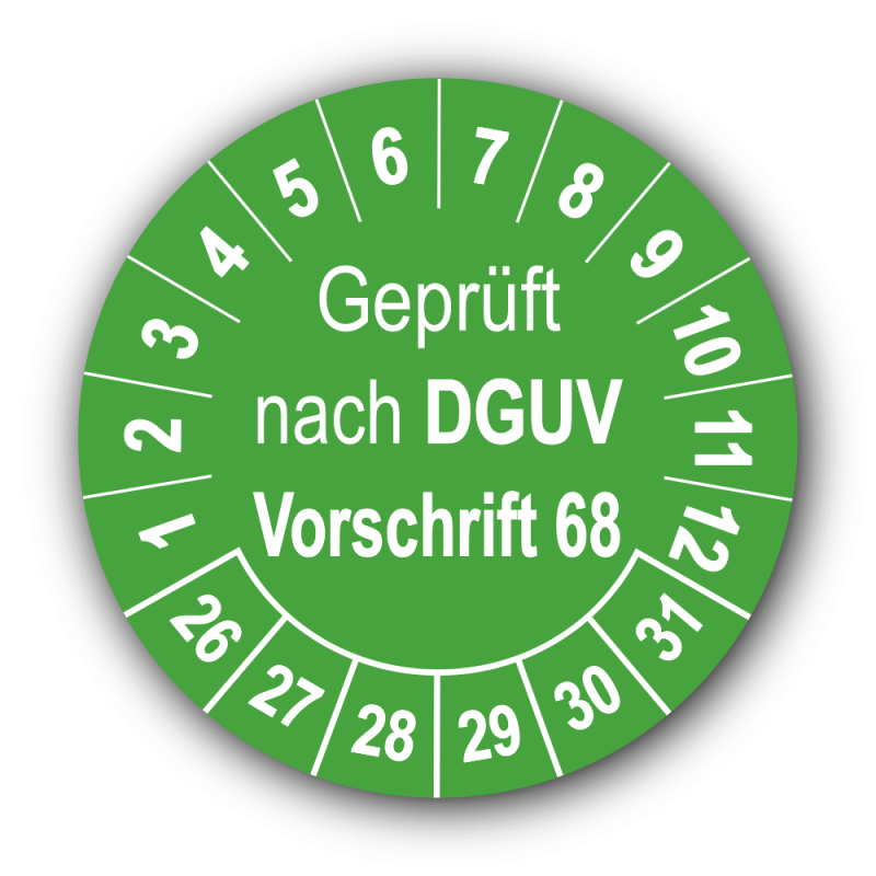 Geprüft nach DGUV Vorschrift 68, grün