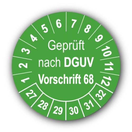 Geprüft nach DGUV Vorschrift 68, grün