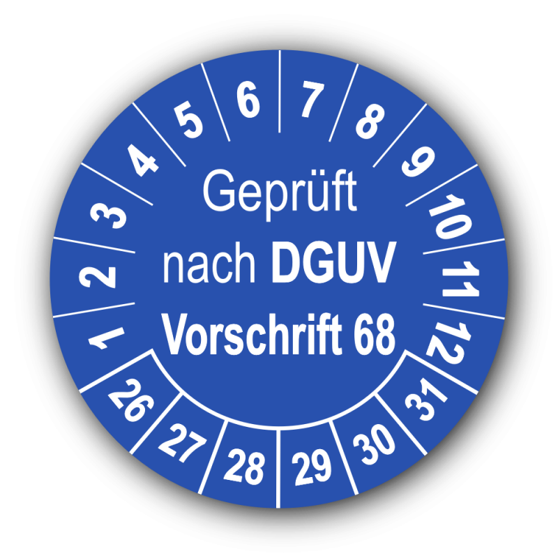 Geprüft nach DGUV Vorschrift 68, blau