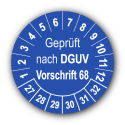 Geprüft nach DGUV Vorschrift 68, blau