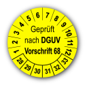 Geprüft nach DGUV Vorschrift 68, gelb