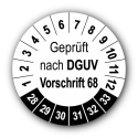Geprüft nach DGUV Vorschrift 68, weiß