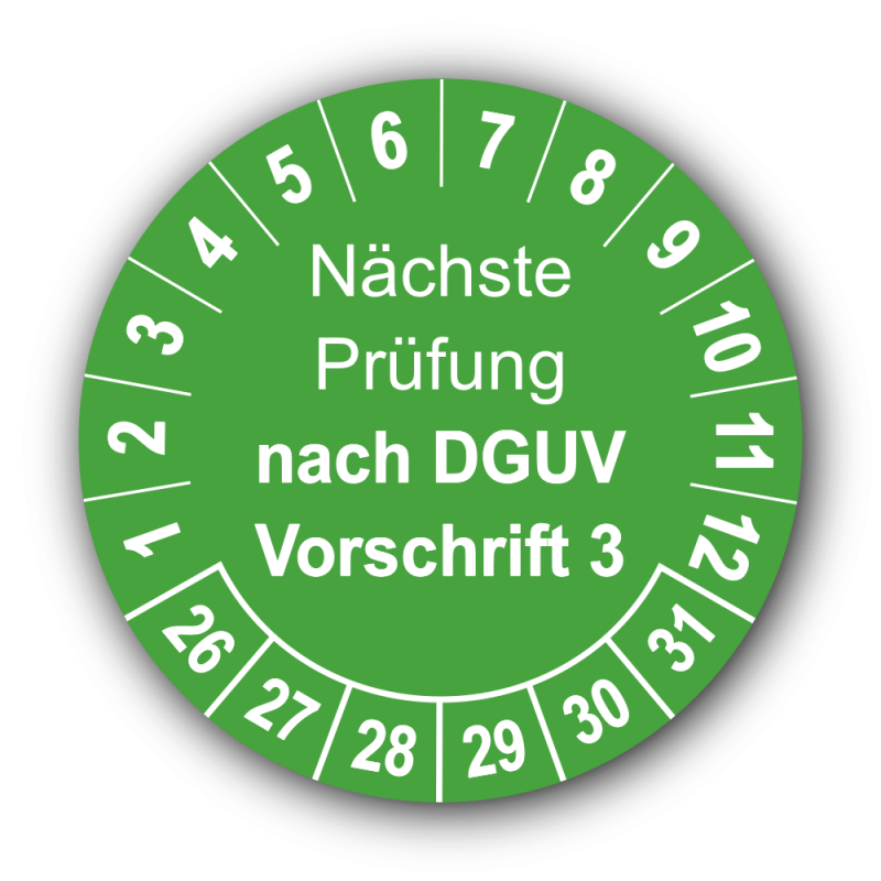 Nächste Prüfung nach DGUV Vorschrift 3, grün