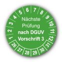 Nächste Prüfung nach DGUV Vorschrift 3, grün