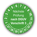 Nächste Prüfung nach DGUV Vorschrift 3, grün