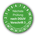 Nächste Prüfung nach DGUV Vorschrift 3, grün