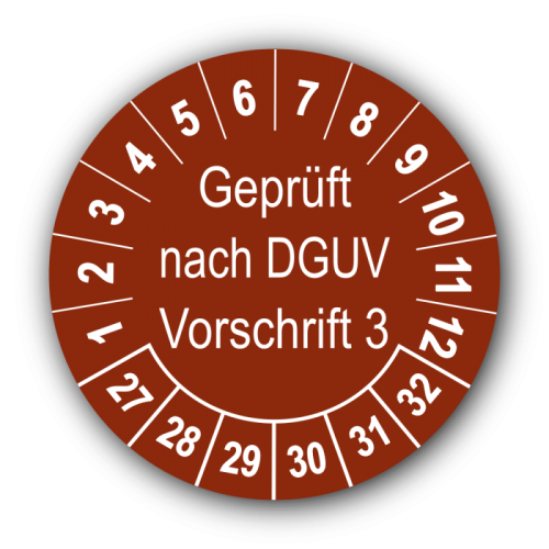 Geprüft nach DGUV Vorschrift 3, braun