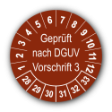 Geprüft nach DGUV Vorschrift 3, braun