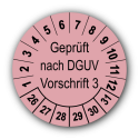 Geprüft nach DGUV Vorschrift 3, rosa