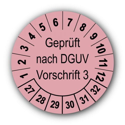 Geprüft nach DGUV Vorschrift 3, rosa