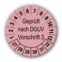 Geprüft nach DGUV Vorschrift 3, rosa