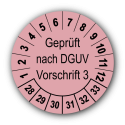Geprüft nach DGUV Vorschrift 3, rosa