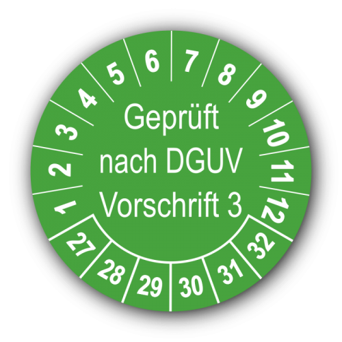 Geprüft nach DGUV Vorschrift 3, grün