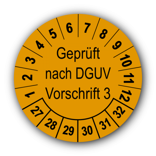 Geprüft nach DGUV Vorschrift 3, orange