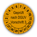 Geprüft nach DGUV Vorschrift 3, orange