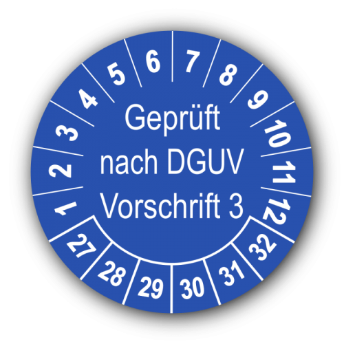 Geprüft nach DGUV Vorschrift 3, blau