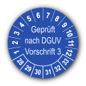 Geprüft nach DGUV Vorschrift 3, blau
