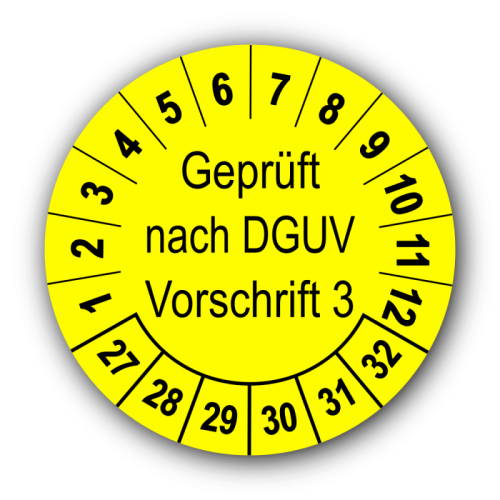 Geprüft nach DGUV Vorschrift 3, gelb