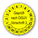Geprüft nach DGUV Vorschrift 3, gelb