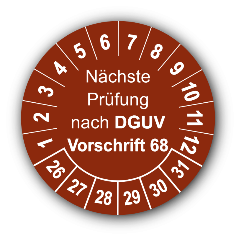 Nächste Prüfung nach DGUV Vorschrift 68, braun