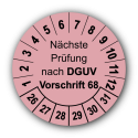 Nächste Prüfung nach DGUV Vorschrift 68, rosa