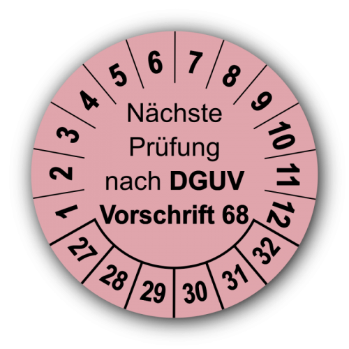Nächste Prüfung nach DGUV Vorschrift 68, rosa