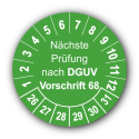 Nächste Prüfung nach DGUV Vorschrift 68, grün