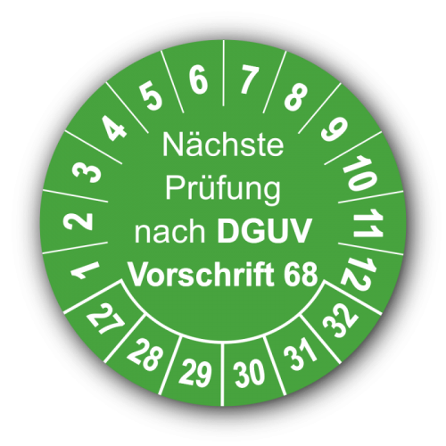 Nächste Prüfung nach DGUV Vorschrift 68, grün