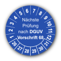 Nächste Prüfung nach DGUV Vorschrift 68, blau