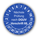 Nächste Prüfung nach DGUV Vorschrift 68, blau