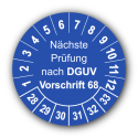 Nächste Prüfung nach DGUV Vorschrift 68, blau