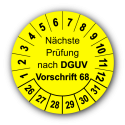 Nächste Prüfung nach DGUV Vorschrift 68, gelb