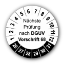 Nächste Prüfung nach DGUV Vorschrift 68, weiß