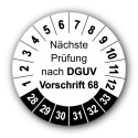 Nächste Prüfung nach DGUV Vorschrift 68, weiß