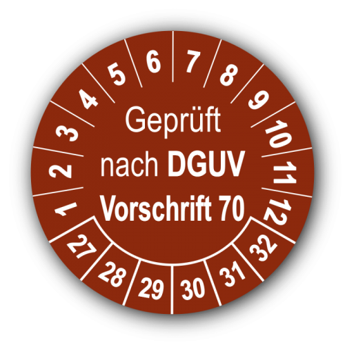 Geprüft nach DGUV Vorschrift 70, braun