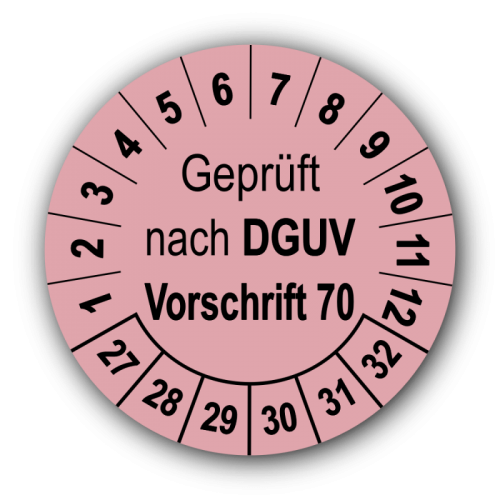 Geprüft nach DGUV Vorschrift 70, rosa