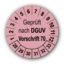 Geprüft nach DGUV Vorschrift 70, rosa