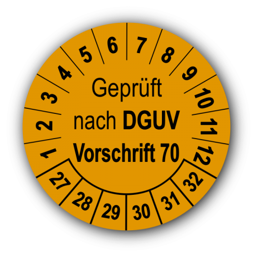 Geprüft nach DGUV Vorschrift 70, orange
