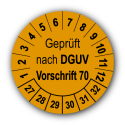Geprüft nach DGUV Vorschrift 70, orange