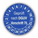 Geprüft nach DGUV Vorschrift 70, blau