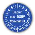 Geprüft nach DGUV Vorschrift 70, blau