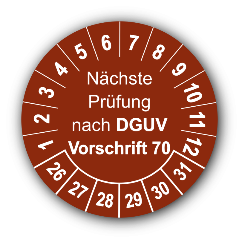 Nächste Prüfung nach DGUV Vorschrift 70, braun